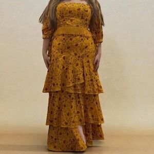 NWT EDDY Anthropologie Size L Payton Puff Sleeve Top Size 14 Trisha Tiered Skirt